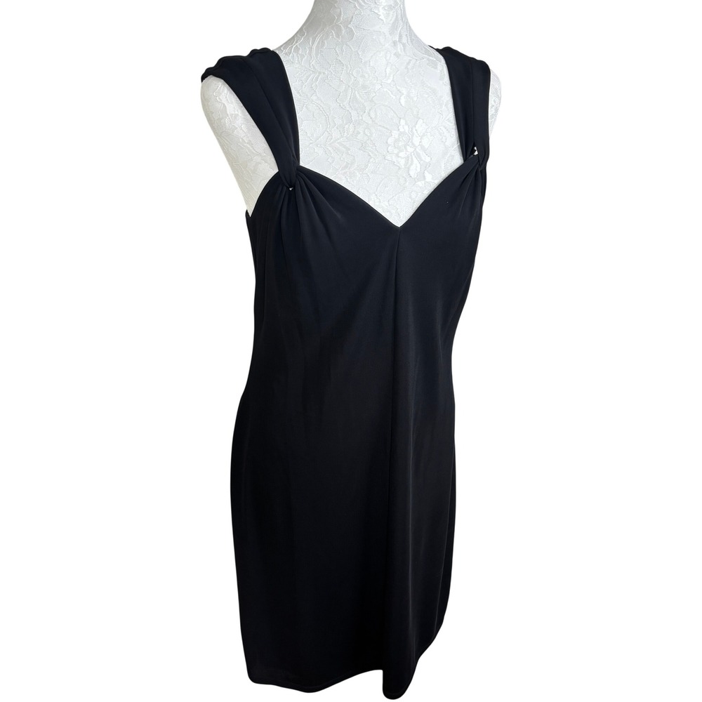 David Meister Black Sleeveless Sweetheart Midi Cocktail Sheath Dress Womens 12 - Picture 4 of 8